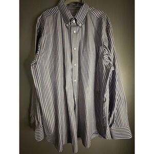Daniel Cremieux Signature Collection Blue White Striped Cotton Shirt Mens XL